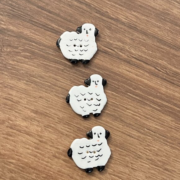 Vintage Ceramic Sheep Buttons Handmade (3) - Picture 8 of 8